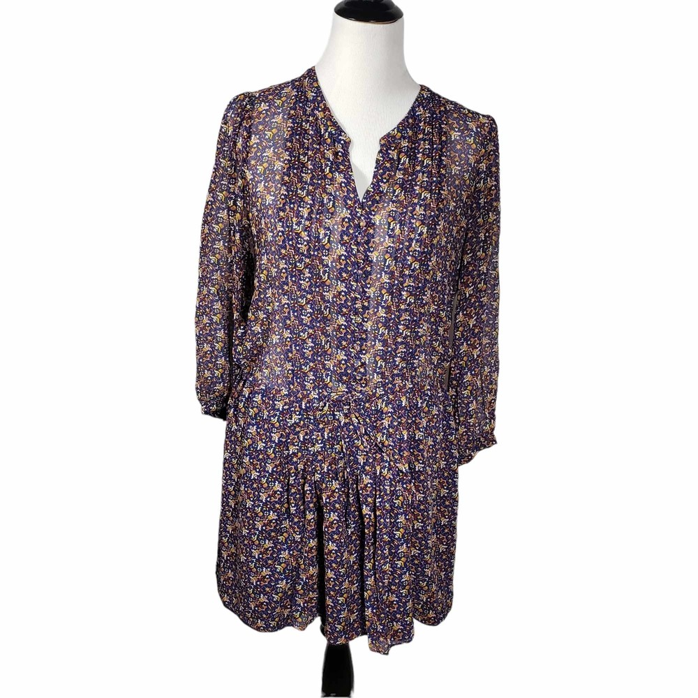 Joie size Medium Silk Multicolor Lightweight Long Sleeve Dress